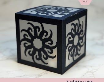 Mandala Shadow Box SVG Zephyr 3D Gift Box Lantern Paper Craft Cricut Silhouette Stackable Mothers Day Gift for Her Instant Download