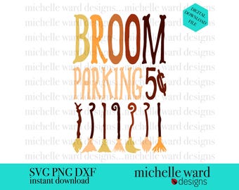 Broom Parking SVG: Witch Halloween Design (Digital Download)