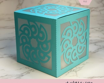 Mandala Shadow Box SVG Trellis 3D Gift Box Lantern Paper Craft Cricut Silhouette Stackable Mothers Day Gift for Her Instant Download