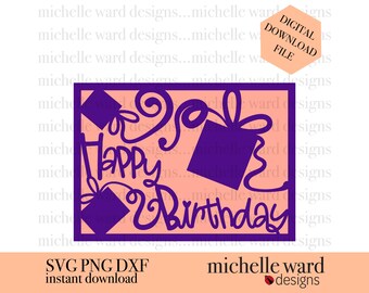 Happy Birthday Card SVG: Gift & Bow Design (Digital Download)