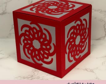 Mandala Shadow Box SVG Pirouette 3D Gift Box Lantern Paper Craft Cricut Silhouette Stackable Mothers Day Gift for Her Instant Download