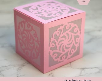 Mandala Shadow Box SVG Halcyon 3D Gift Box Lantern Paper Craft Cricut Silhouette Stackable Mothers Day Gift for Her Instant Download