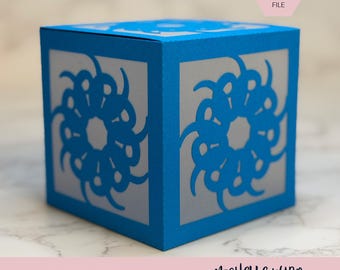 Mandala Shadow Box SVG Gossamer 3D Gift Box Lantern Paper Craft Cricut Silhouette Stackable Mothers Day Gift for Her Instant Download