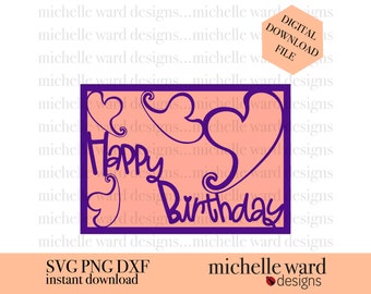 Happy Birthday Card SVG: Heart Design (Digital Download)