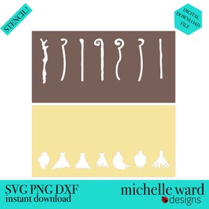 Witch Broom SVG Stencil Set, Halloween and Pagan Designs (7 Layered Files)