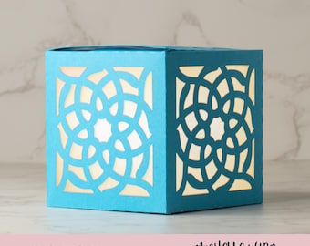 Mandala Shadow Box SVG Celtic Knot Halo Paper Lantern Template Tealight Holder No Glue Box Cricut Silhouette DXF Instant Download