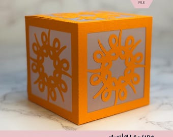 Mandala Shadow Box SVG Frond 3D Gift Box Lantern Paper Craft Cricut Silhouette Stackable Mothers Day Gift for Her Instant Download