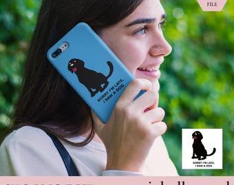 Sorry I’m Late Dog SVG - Cute Curled Tail Silhouette