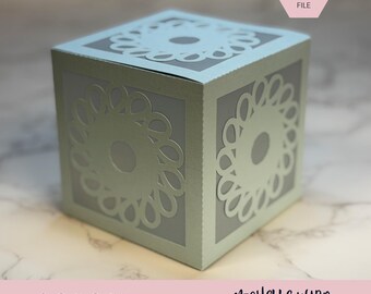 Mandala Shadow Box SVG Bight 3D Gift Box Lantern Paper Craft Cricut Silhouette Stackable Mothers Day Gift for Her Instant Download
