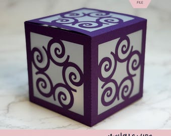 Mandala Shadow Box SVG Volute 3D Gift Box Lantern Paper Craft Cricut Silhouette Stackable Mothers Day Gift for Her Instant Download