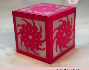 Mandala Shadow Box SVG Wisp 3D Gift Box Lantern Paper Craft Cricut Silhouette Stackable Mothers Day Gift for Her Instant Download