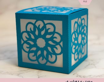Mandala Shadow Box SVG Lush 3D Gift Box Lantern Paper Craft Cricut Silhouette Stackable Mothers Day Gift for Her Instant Download