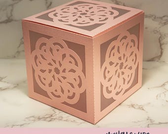 Mandala Shadow Box SVG Peony 3D Gift Box Lantern Paper Craft Cricut Silhouette Stackable Mothers Day Gift for Her Instant Download