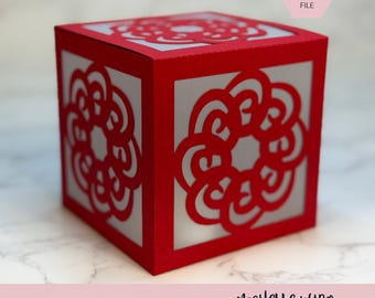Mandala Shadow Box SVG Lustre 3D Gift Box Lantern Paper Craft Cricut Silhouette Stackable Mothers Day Gift for Her Instant Download
