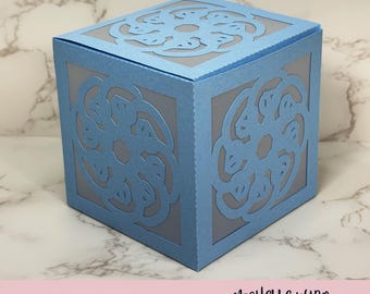 Mandala Shadow Box SVG Cipher 3D Gift Box Lantern Paper Craft Cricut Silhouette Stackable  Instant Download