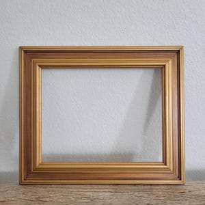 Vintage eenvoudige gouden houten fotolijst – massief hout – met ruimte voor een schilderij van 11 x 14 inch