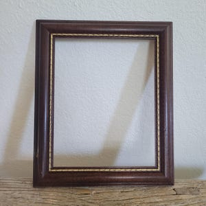 Vintage Burgundy Wooden Picture Frame with Gold Detail - Solid Wood - Holds an 8x10 in Painting