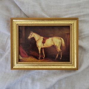 Antique Painting reproduction - English Equestrian Painting - Framed in Vintage Gold Solid Wooden Picture Frame