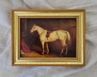 Antique Painting reproduction - English Equestrian Painting - Framed in Vintage Gold Solid Wooden Picture Frame