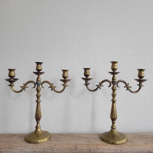 Vintage solid brass ornate candelabras - Hollywood regency candle holder - sold as a pair