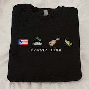 Puerto Rico Embroidery Sweatshirt: Island, Cuatro, Coquí