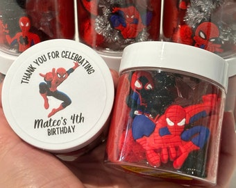 Op Spiderman geïnspireerde zintuiglijke pot deeg, feestbedankje - 4oz niet-giftig, zelfgemaakt deeg