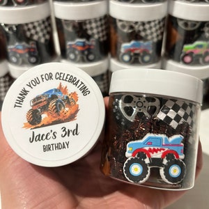 Monster Truck inspired  Sensory Playdough jar, Party Favor - 4oz Non-Toxic, Homemade dough