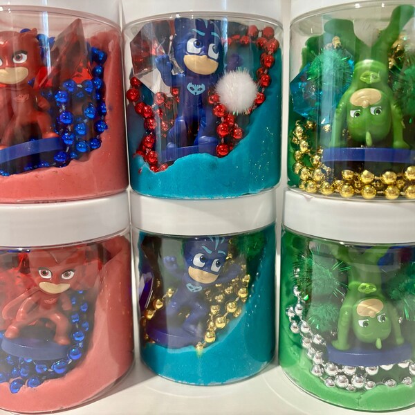 PJ Masks Inspired Sensory Playdough jar, Party Favor - 8oz Non-Toxic, Homemade dough
