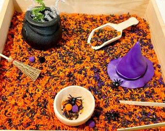 Witches Brew Halloween Sensory Rice Bin: Montessori Play Kit