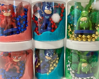 PJ Masks Inspired Sensory Playdough jar, Party Favor - 8oz Non-Toxic, Homemade dough