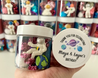 Sensory playdough-pot met ruimtethema, feestbedankje - 4oz niet-giftig, zelfgemaakt deeg