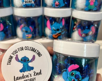 Tarro de plastilina sensorial inspirado en Stitch, recuerdo de fiesta - 4 oz, no tóxico, masa casera