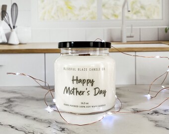 Mother’s Day Wood Wick Soy Candle | 16.5 oz | Non Toxic and Hand Poured | Choose your Scent