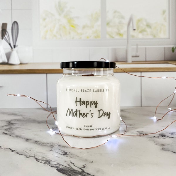 Mother’s Day Wood Wick Soy Candle | 16.5 oz | Non Toxic and Hand Poured | Choose your Scent