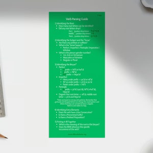 Biblical Hebrew Step-by-Step Verb Parsing Guide in GREEN - DIGITAL DOWNLOAD