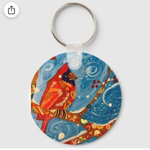 Cardinal Keychain , original Art by CT artist