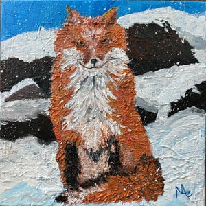 Scarlet resilience in the Snowbound realm, original acrylic art