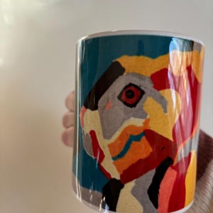 Stilisierte Kaninchen-Kaffeetasse, 12 Unzen Keramik, meine ursprüngliche Kunst auf die Tasse übertragen