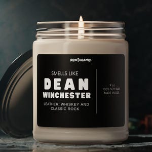 Dean Winchester Candle: Leather, Whiskey, Classic Rock - Supernatural Fan Gift
