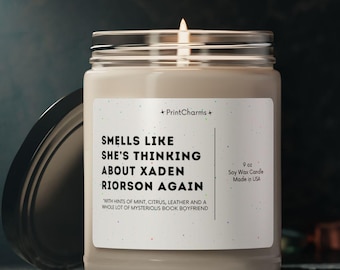 Smells Like She's Thinking About Xaden Riorson | Fourth Wing Vegan Candle | Fourth Wing Gift | Bookish Gift | Fourth Wing Merch, Onyx Storm