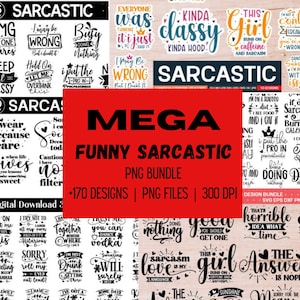 Mega Bundle PNG de citations sarcastiques : clipart drôle de sarcasme (téléchargement numérique)