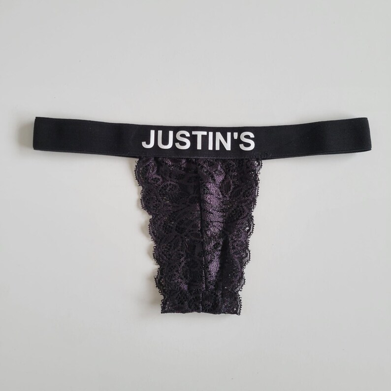 Name Underwear Custom Thong Personalized with name or phrase Perfect Couple Gift Anniversary Gift Bride Gift image 1