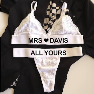 Personalized thong with name, custom lingerie, custom underwear women