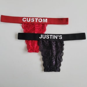 Name Underwear Custom Thong Personalized with name or phrase Perfect Couple Gift Anniversary Gift Bride Gift image 9