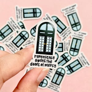 Repentance Opent Doors of Mercy Vinyl glanzende gestanste sticker