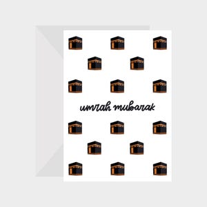 Cartão islâmico Umrah Mubarak Kabah padrão 5x7 - perfeito para Umrah