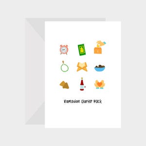 Pacote inicial do Ramadã Cartão de felicitações islâmico engraçado do Ramadã Mubarak 5x7 - perfeito para o Ramadã