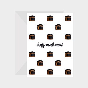 Padrão de Hajj Mubarak Kabah 5x7 Cartão de felicitações islâmico - perfeito para Hajj