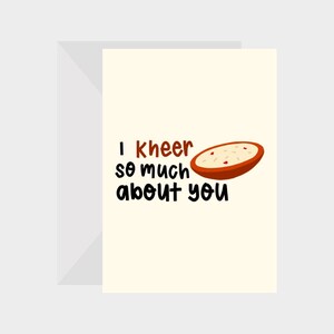 Tarjeta de felicitación divertida de Kheer de 5 x 7 con motivos del sur de Asia: perfecta para cumpleaños y ocasiones especiales