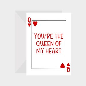 Tarjeta de felicitación de 5 x 7 con la frase "Eres la reina de mi corazón": perfecta para San Valentín y aniversarios